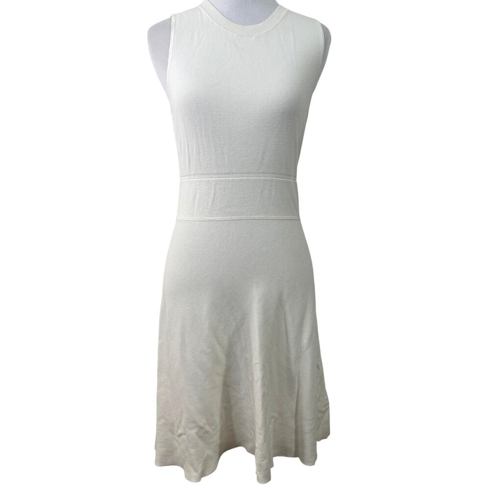 Theory White Fit Flare Viscose Open Back Sleeveless Dress Size Medium